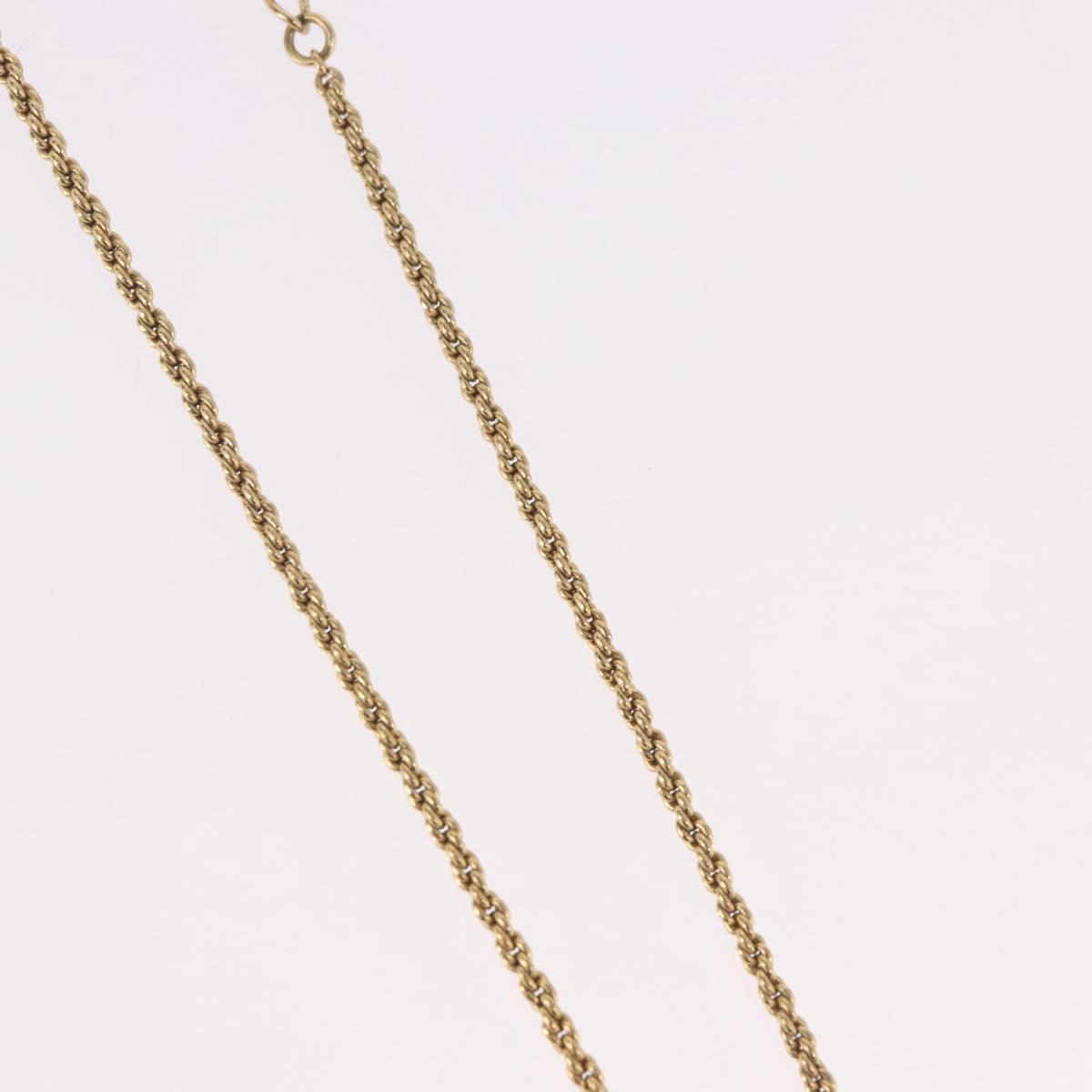 Christian Dior Rhinestone Necklace metal Gold Auth SW2410