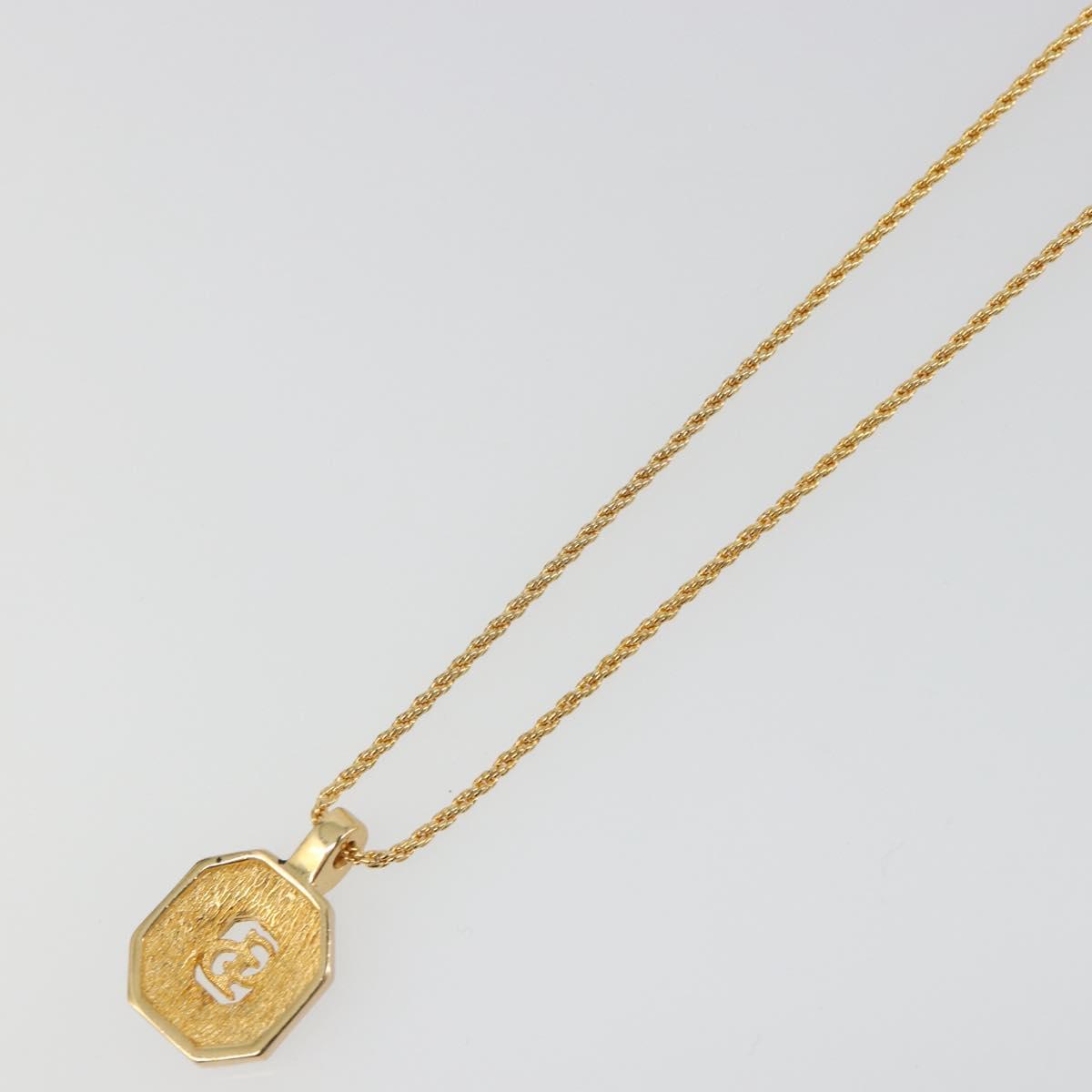 Christian Dior Rhinestone Necklace metal Gold Auth SW2415