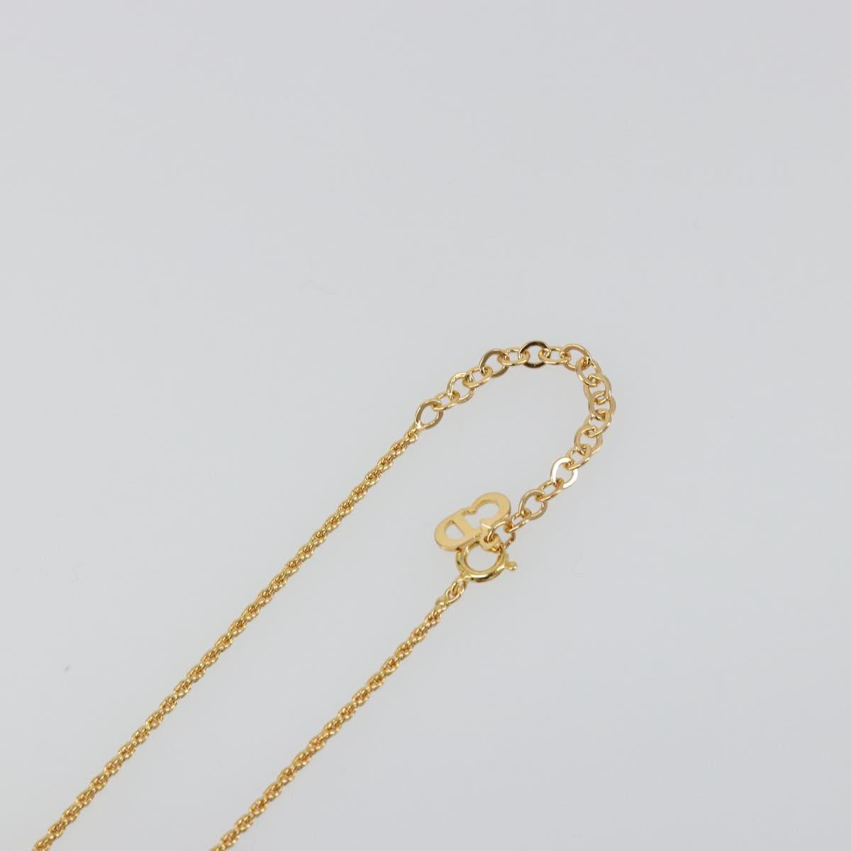 Christian Dior Rhinestone Necklace metal Gold Auth SW2415