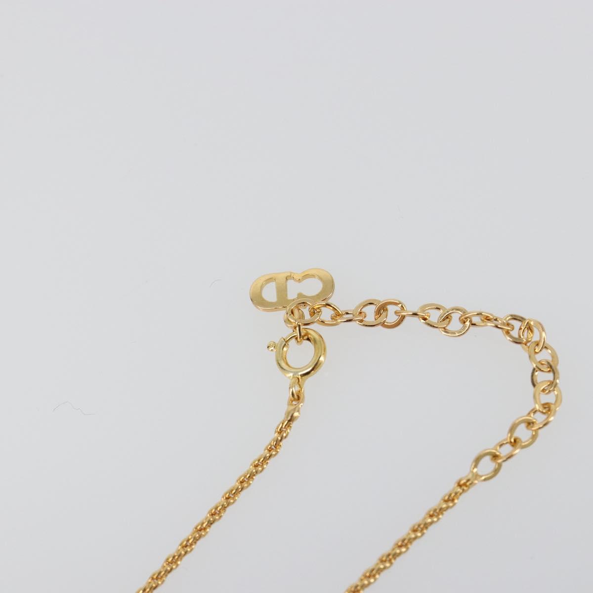 Christian Dior Rhinestone Necklace metal Gold Auth SW2415