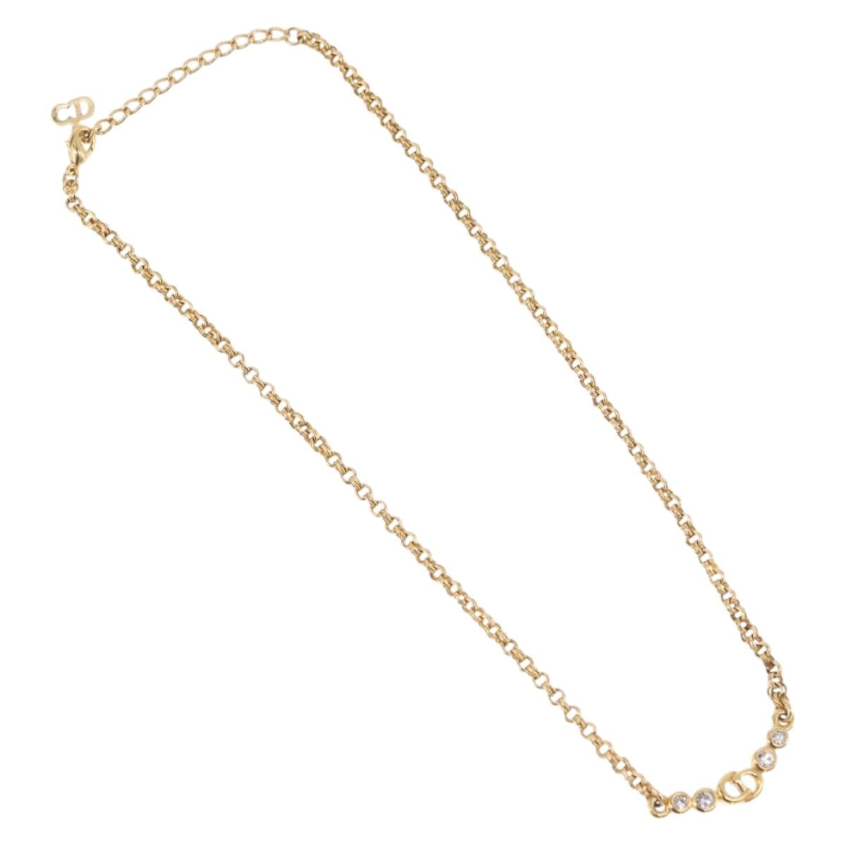 Christian Dior Necklace metal Gold Auth SW2416