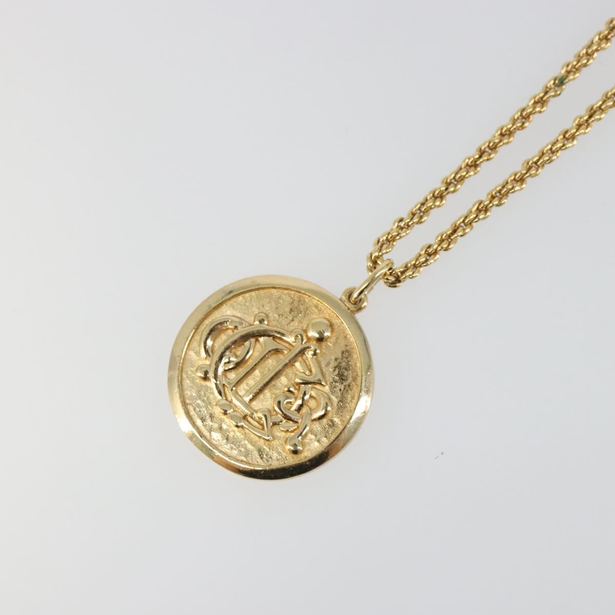 Christian Dior Vintage Coins Necklace metal Gold Auth SW2424V
