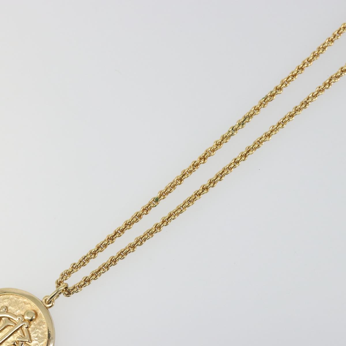 Christian Dior Vintage Coins Necklace metal Gold Auth SW2424V