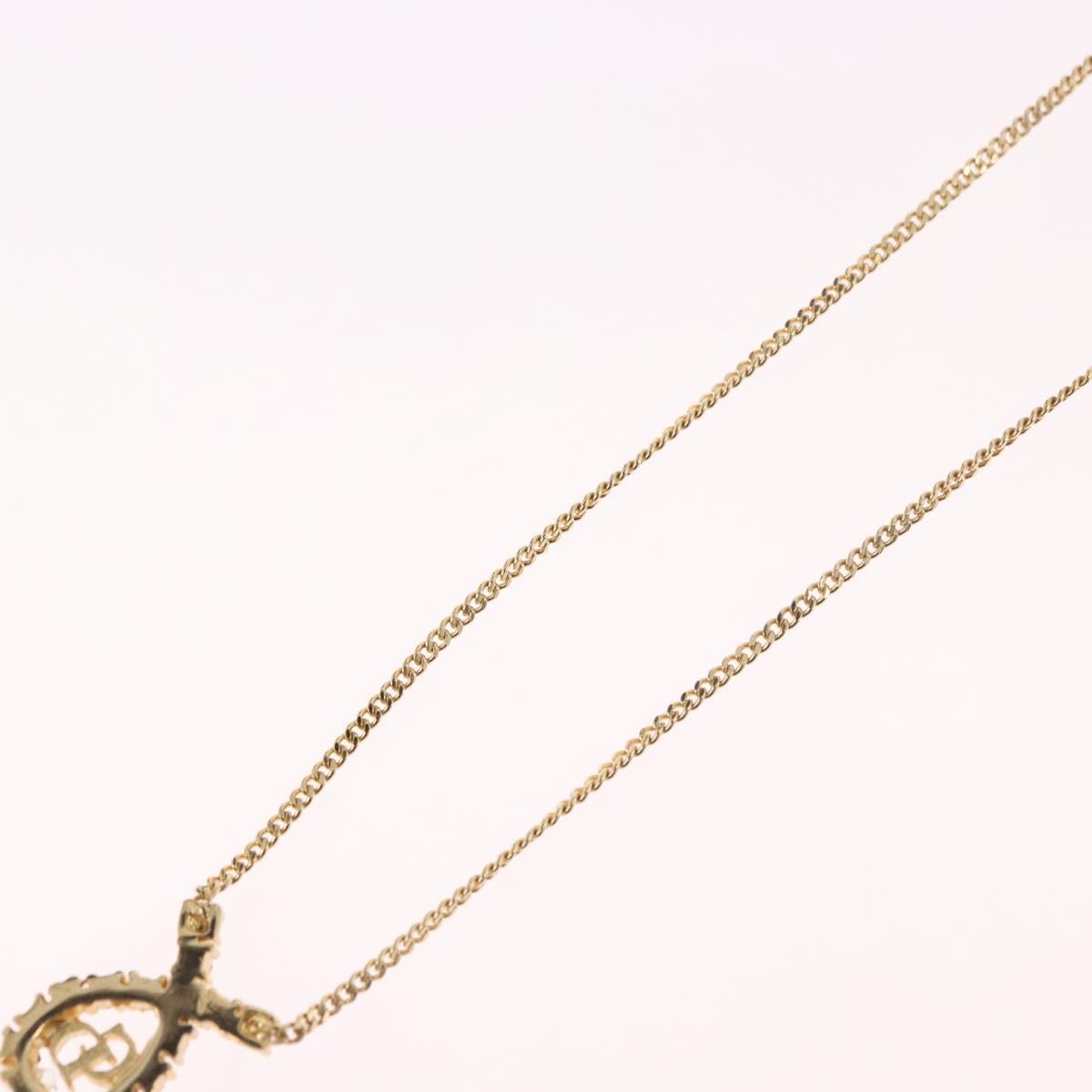 Christian Dior Rhinestone Necklace metal Gold Auth SW2439V