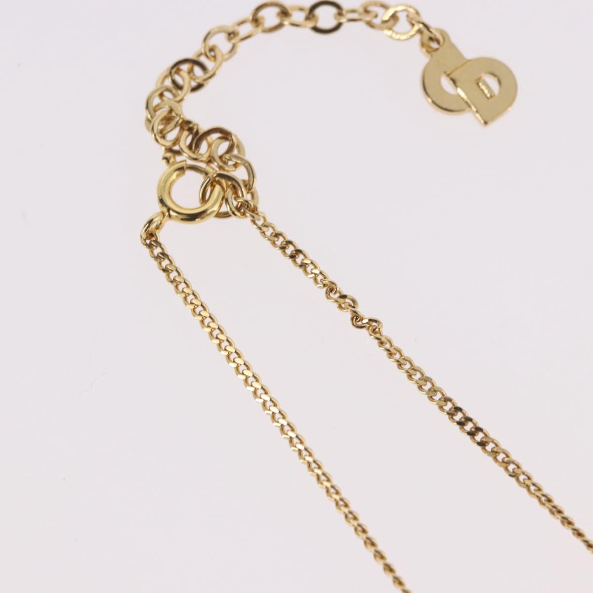 Christian Dior Rhinestone Necklace metal Gold Auth SW2439V