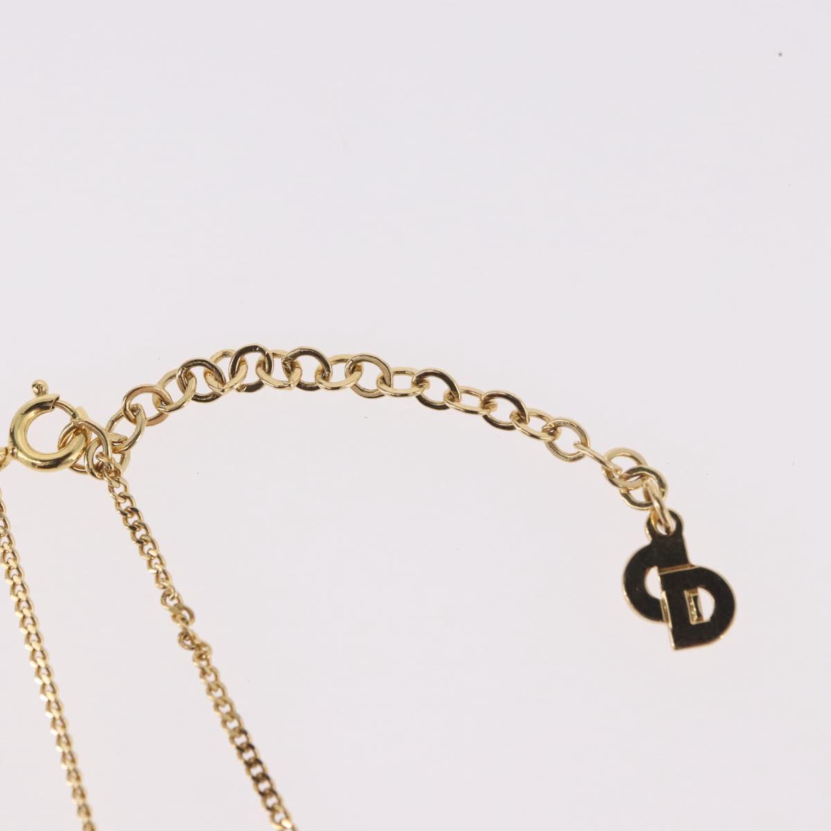 Christian Dior Rhinestone Necklace metal Gold Auth SW2439V