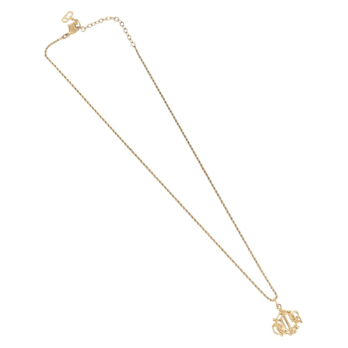 Christian Dior Necklace Metal Gold Tone Auth SW2457