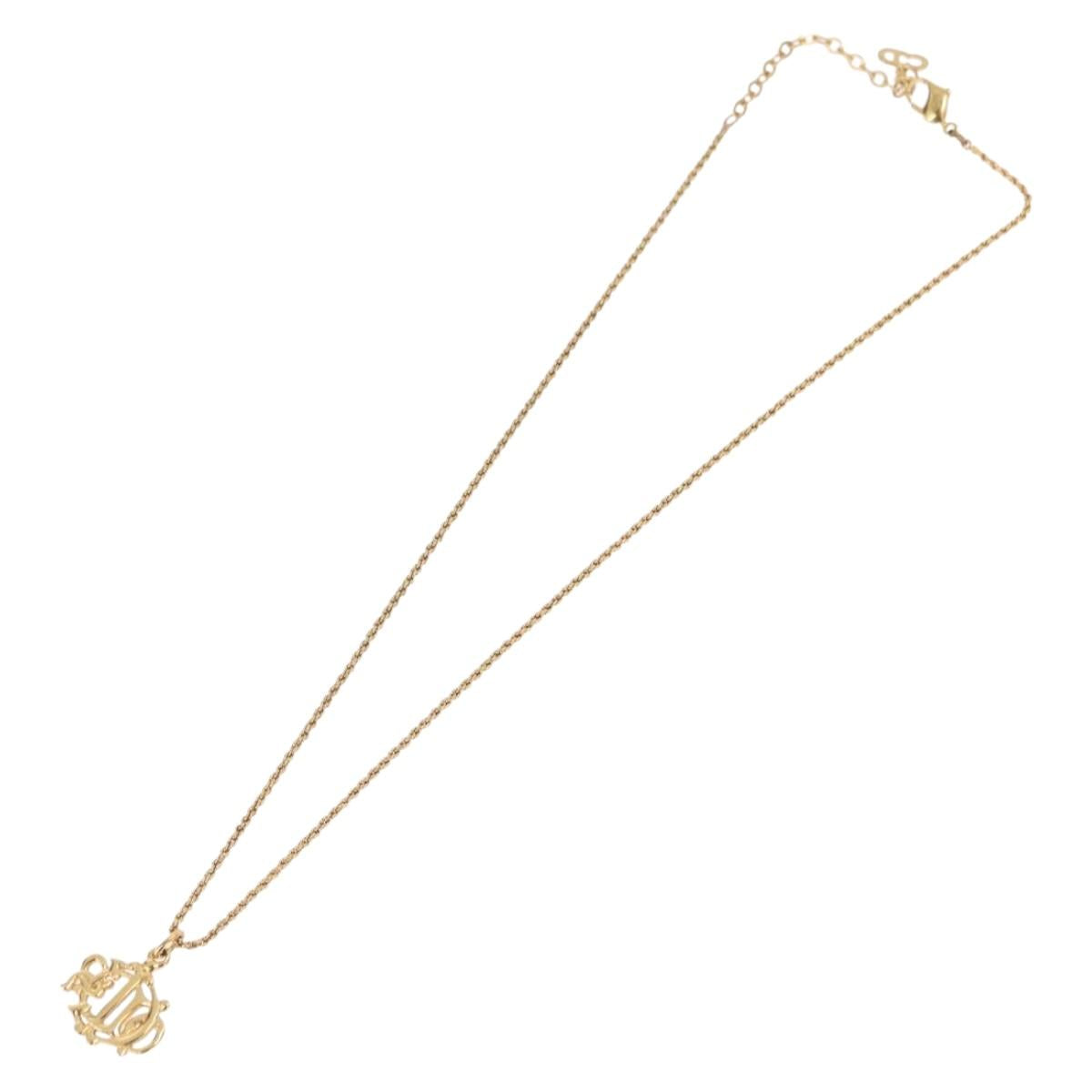 Christian Dior Necklace Metal Gold Tone Auth SW2457