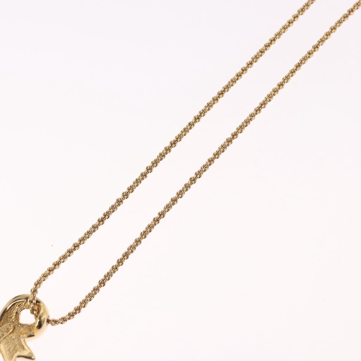Christian Dior Ribbon Necklace Metal Gold Tone Auth SW2467