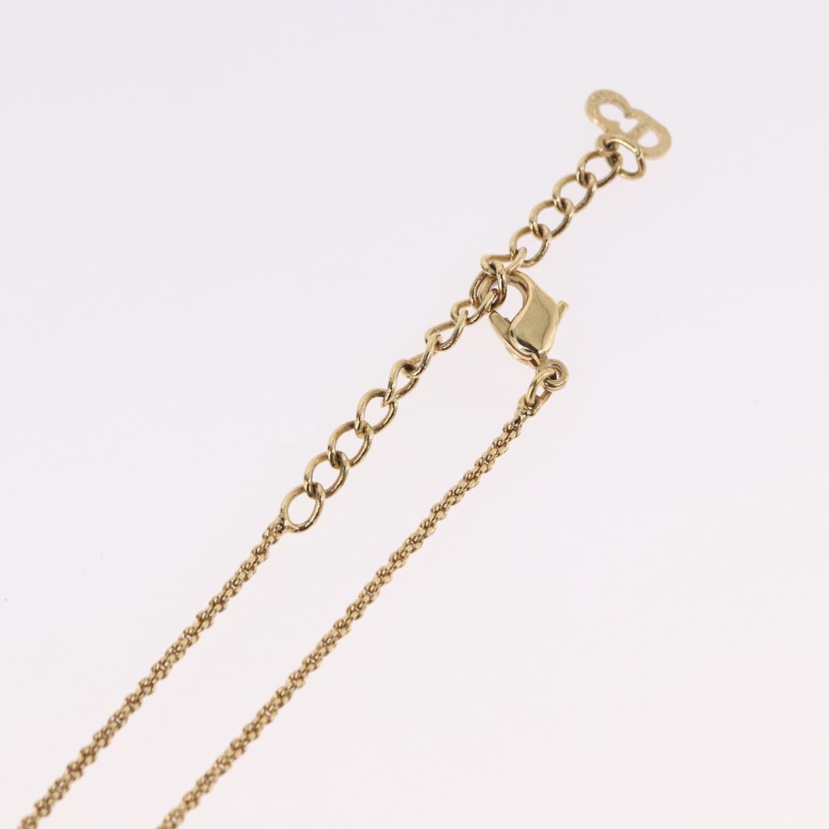 Christian Dior Ribbon Necklace Metal Gold Tone Auth SW2467