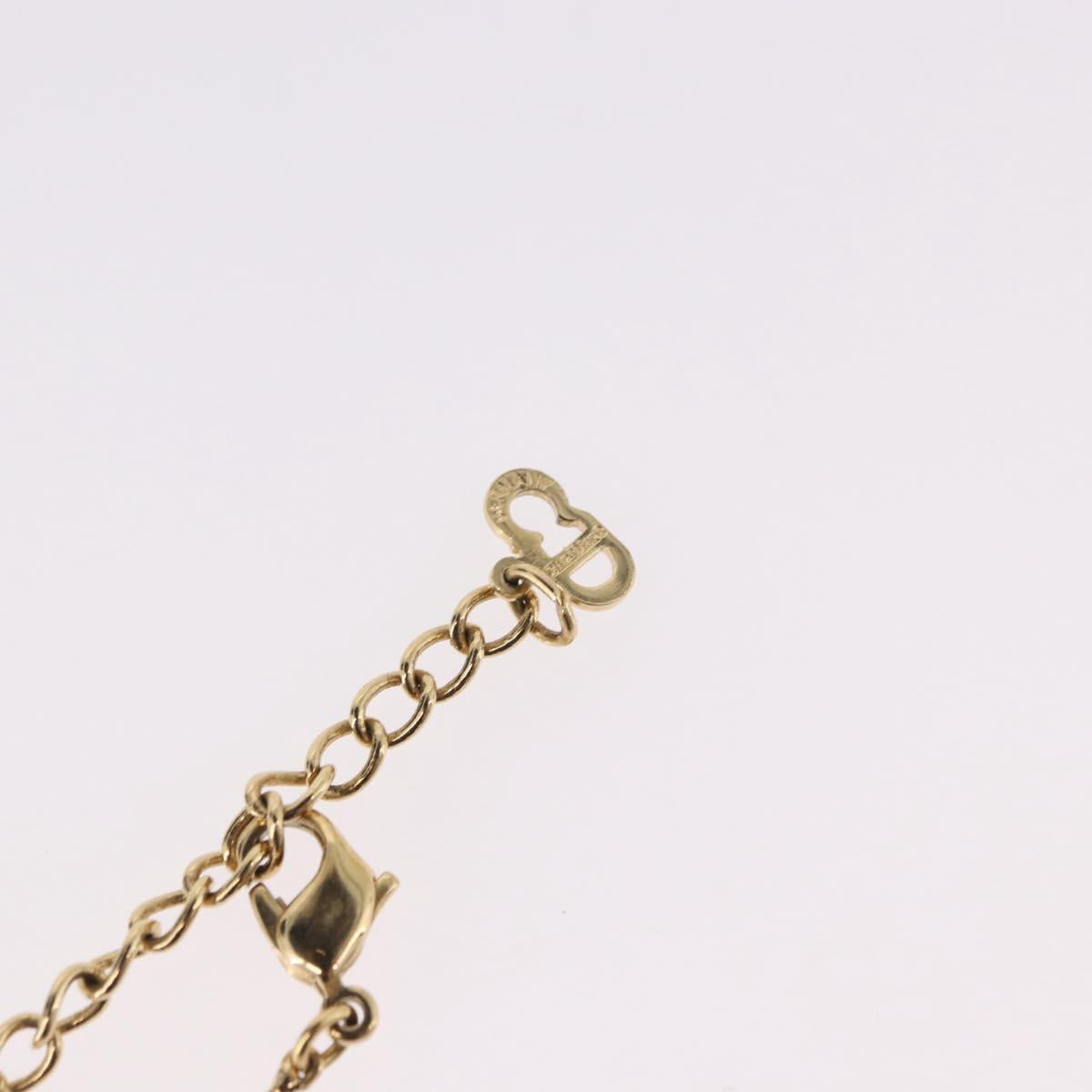 Christian Dior Ribbon Necklace Metal Gold Tone Auth SW2467