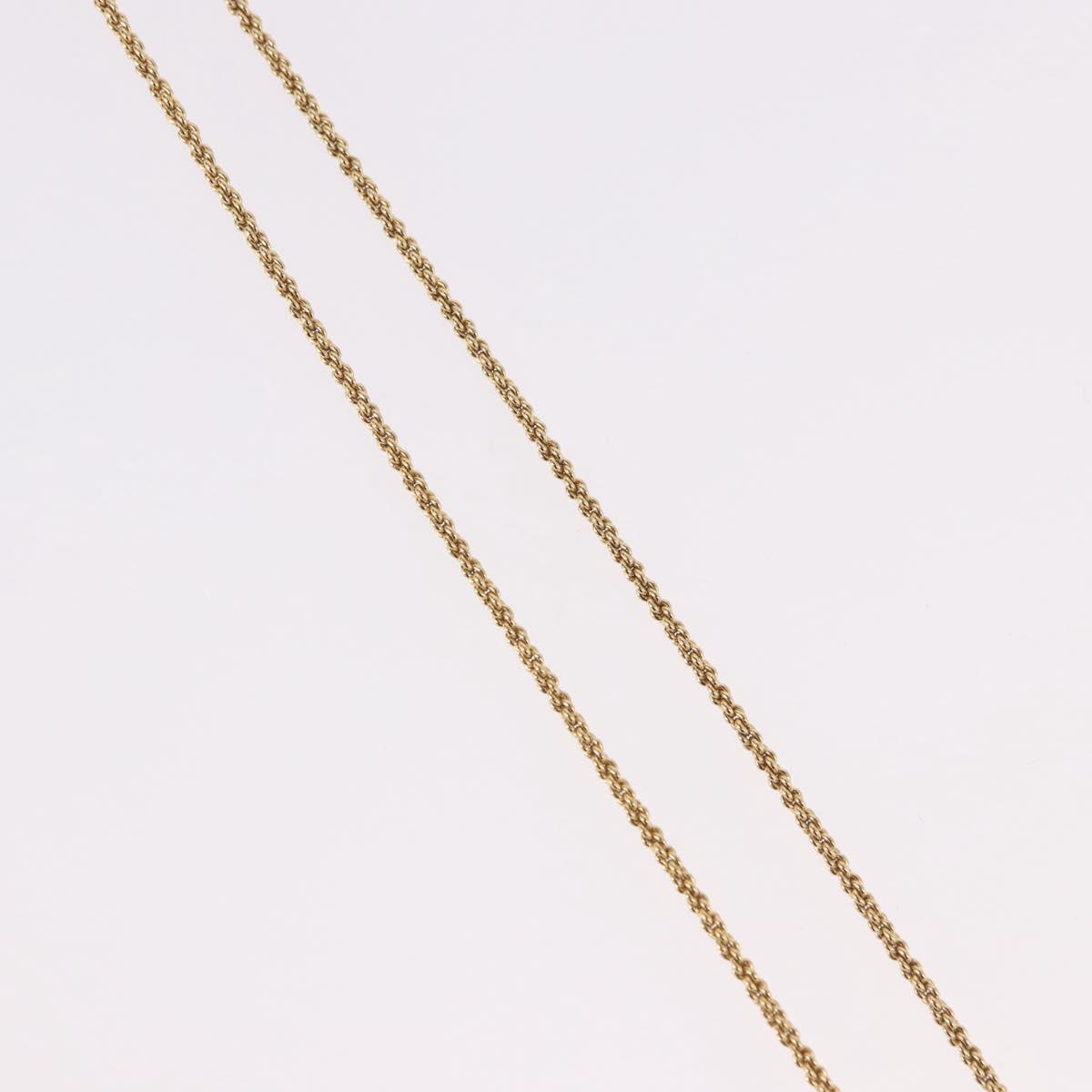 Christian Dior Ribbon Necklace Metal Gold Tone Auth SW2467
