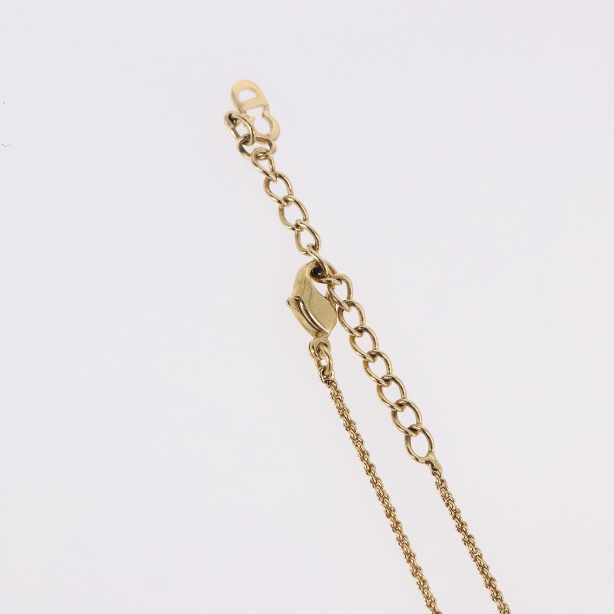 Christian Dior Ribbon Necklace Metal Gold Tone Auth SW2467