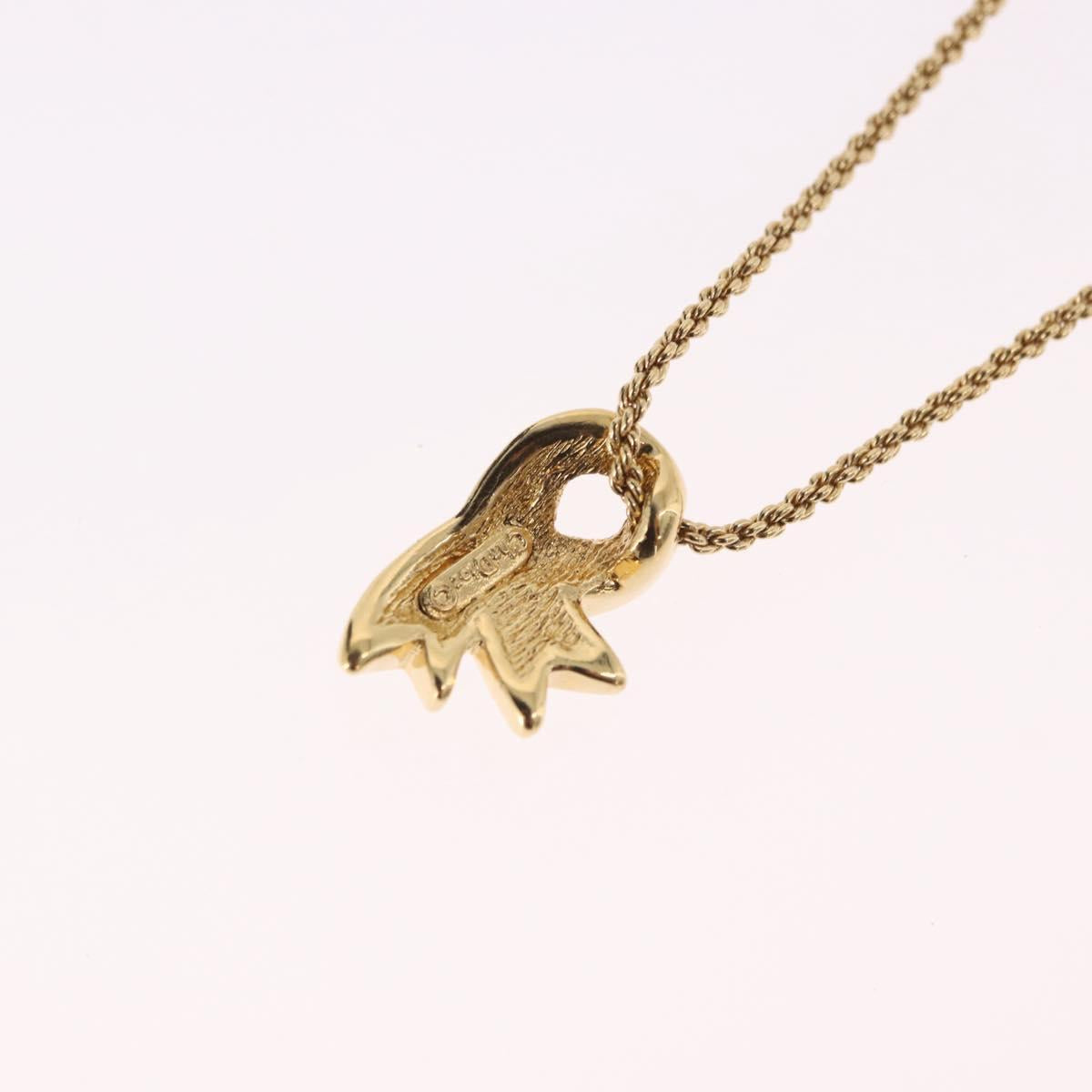 Christian Dior Ribbon Necklace Metal Gold Tone Auth SW2467