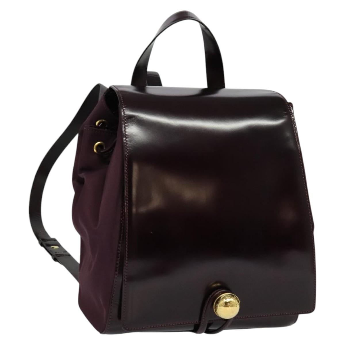 CELINE Backpack Leather Purple Gold Auth sw247