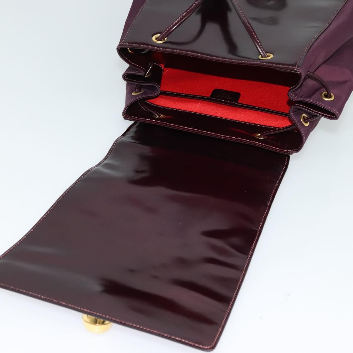 CELINE Backpack Leather Purple Gold Auth sw247