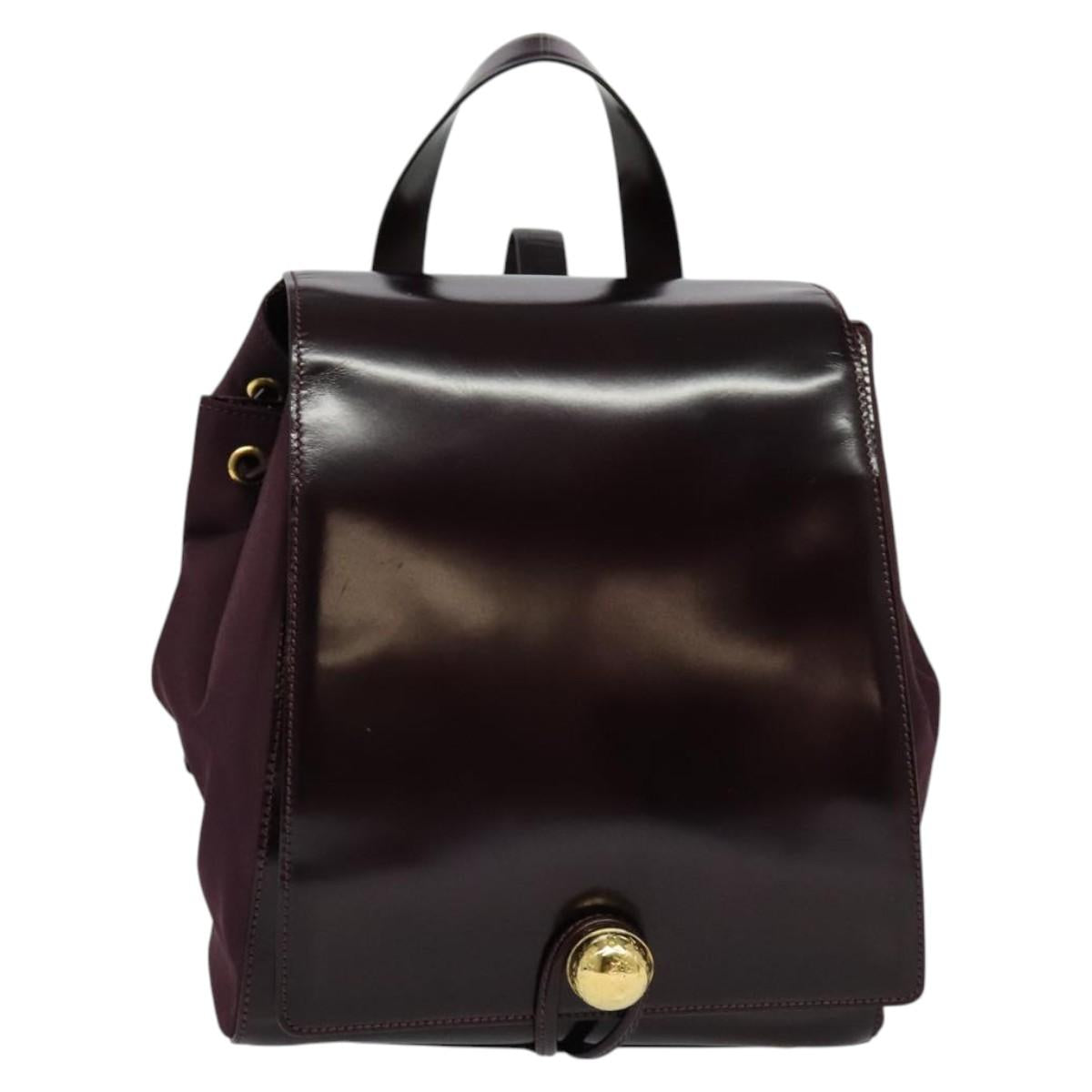 CELINE Backpack Leather Purple Gold Auth sw247