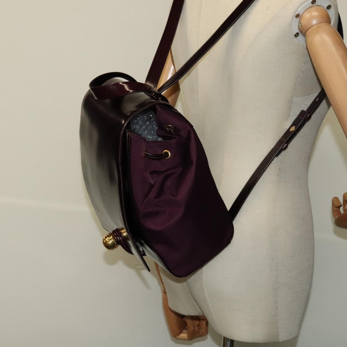 CELINE Backpack Leather Purple Gold Auth sw247