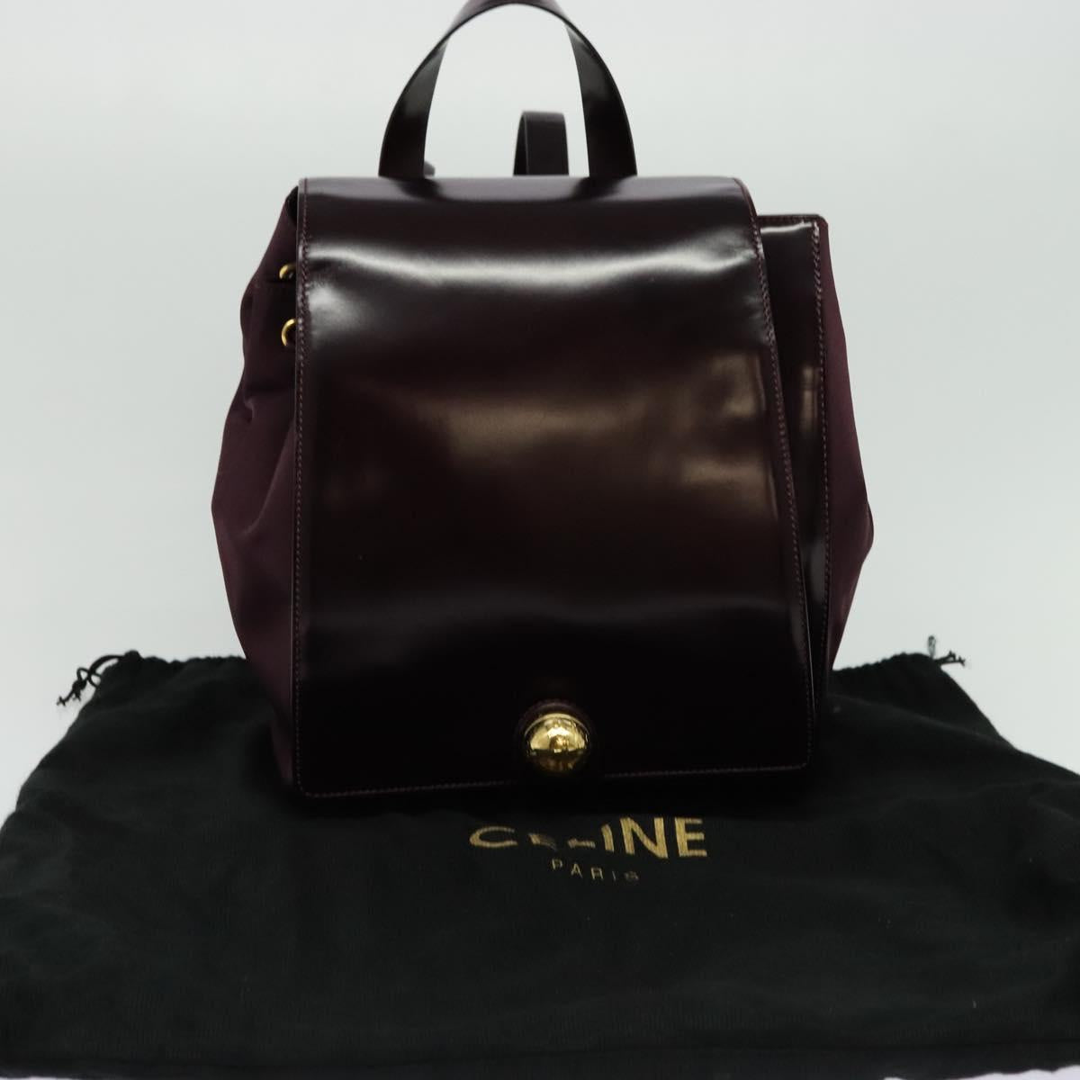 CELINE Backpack Leather Purple Gold Auth sw247