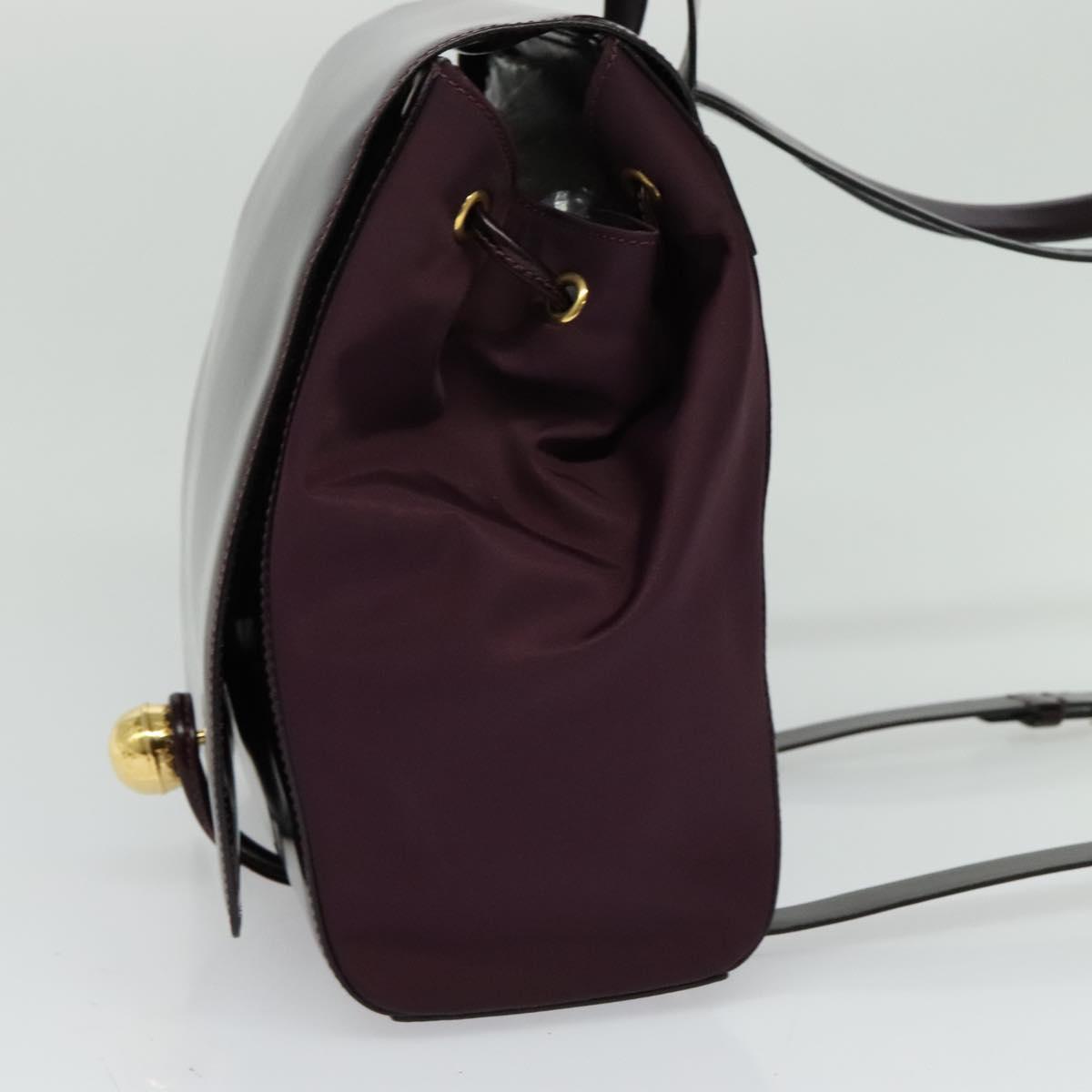 CELINE Backpack Leather Purple Gold Auth sw247