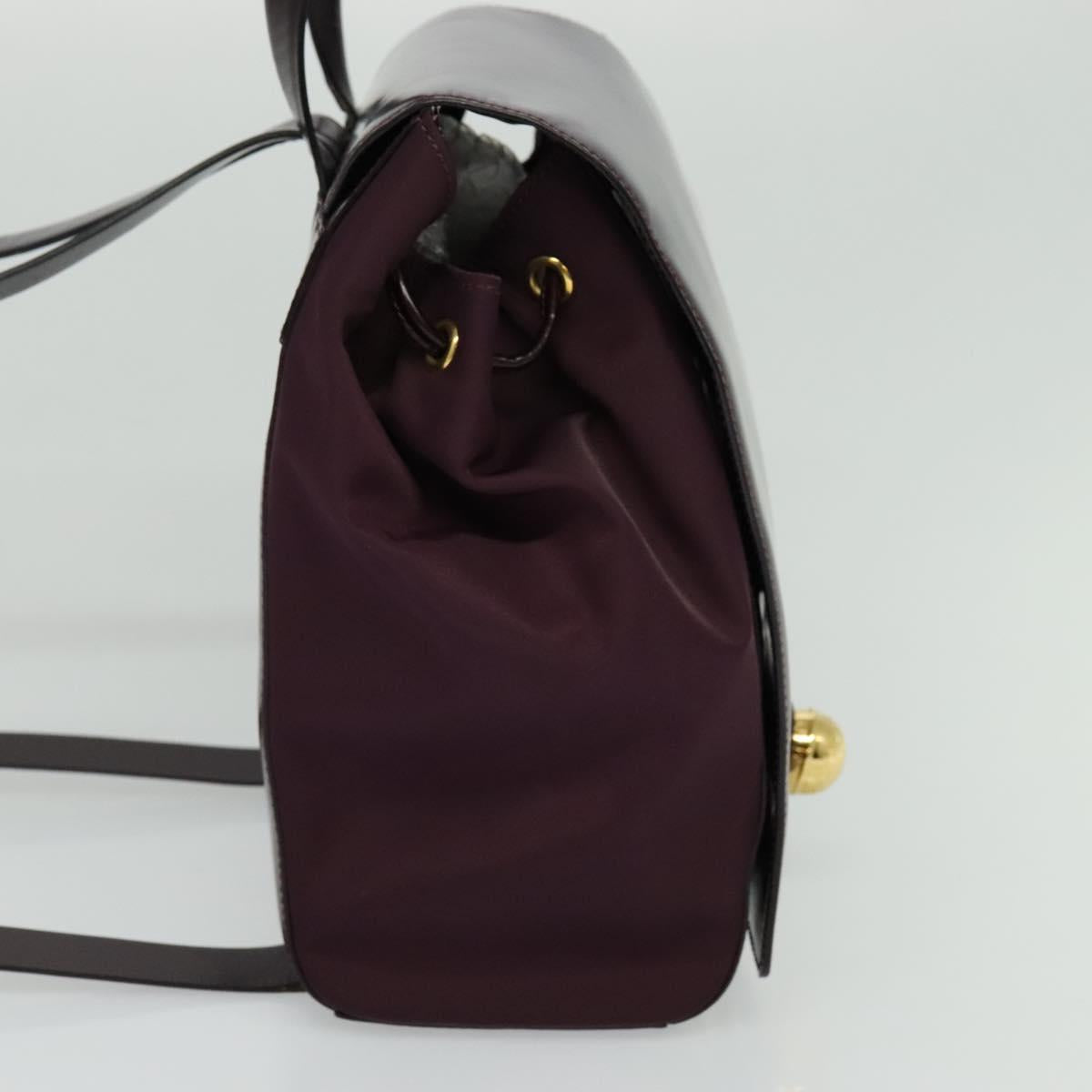 CELINE Backpack Leather Purple Gold Auth sw247