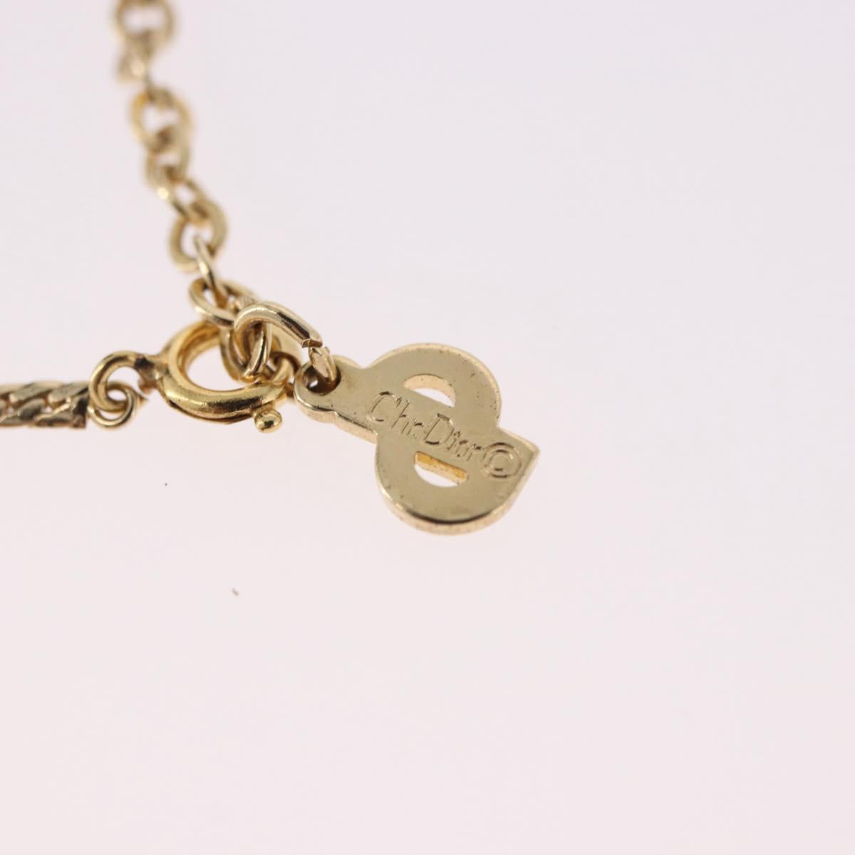 Christian Dior Leaf Motif Necklace Metal Gold Tone Auth SW2483