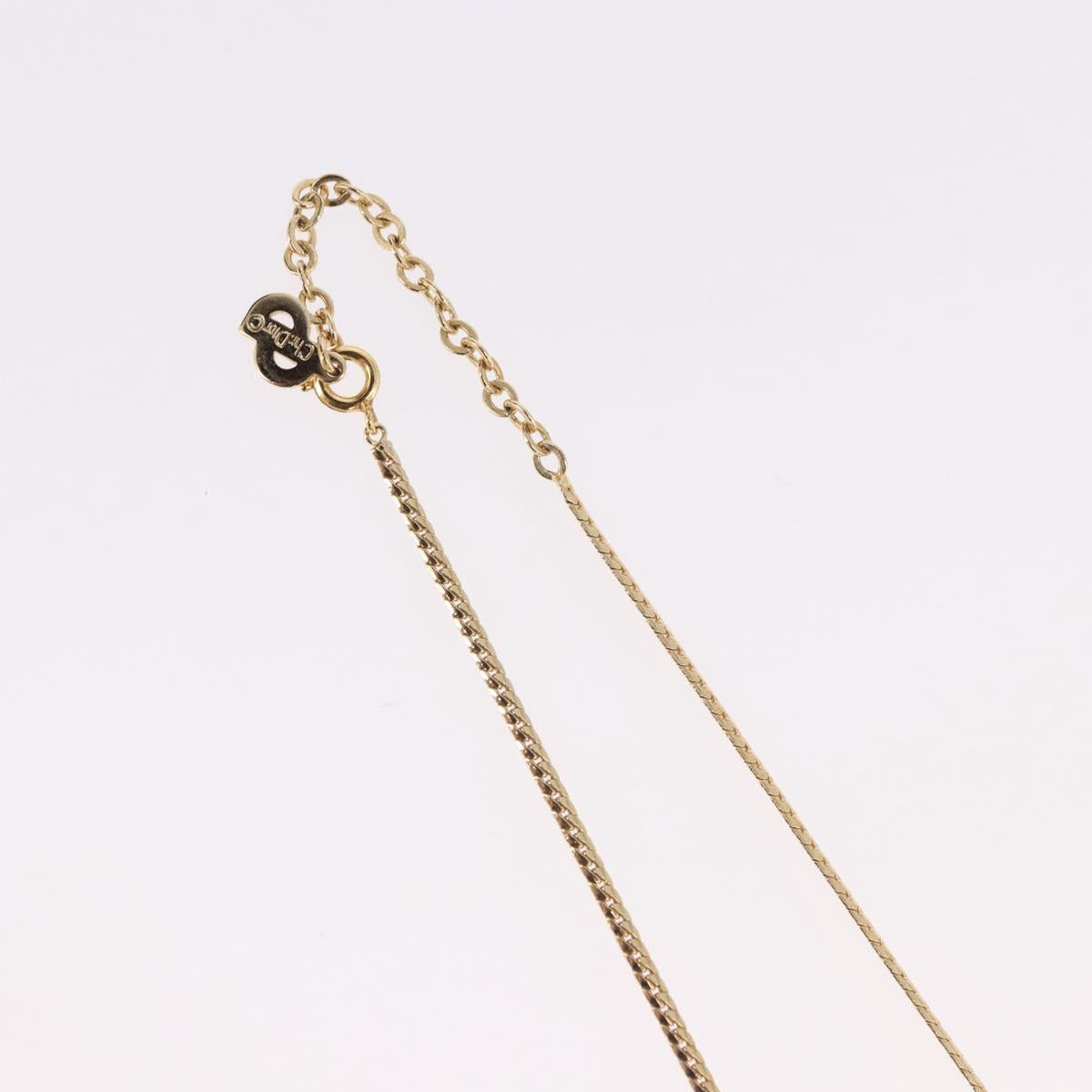 Christian Dior Leaf Motif Necklace Metal Gold Tone Auth SW2483