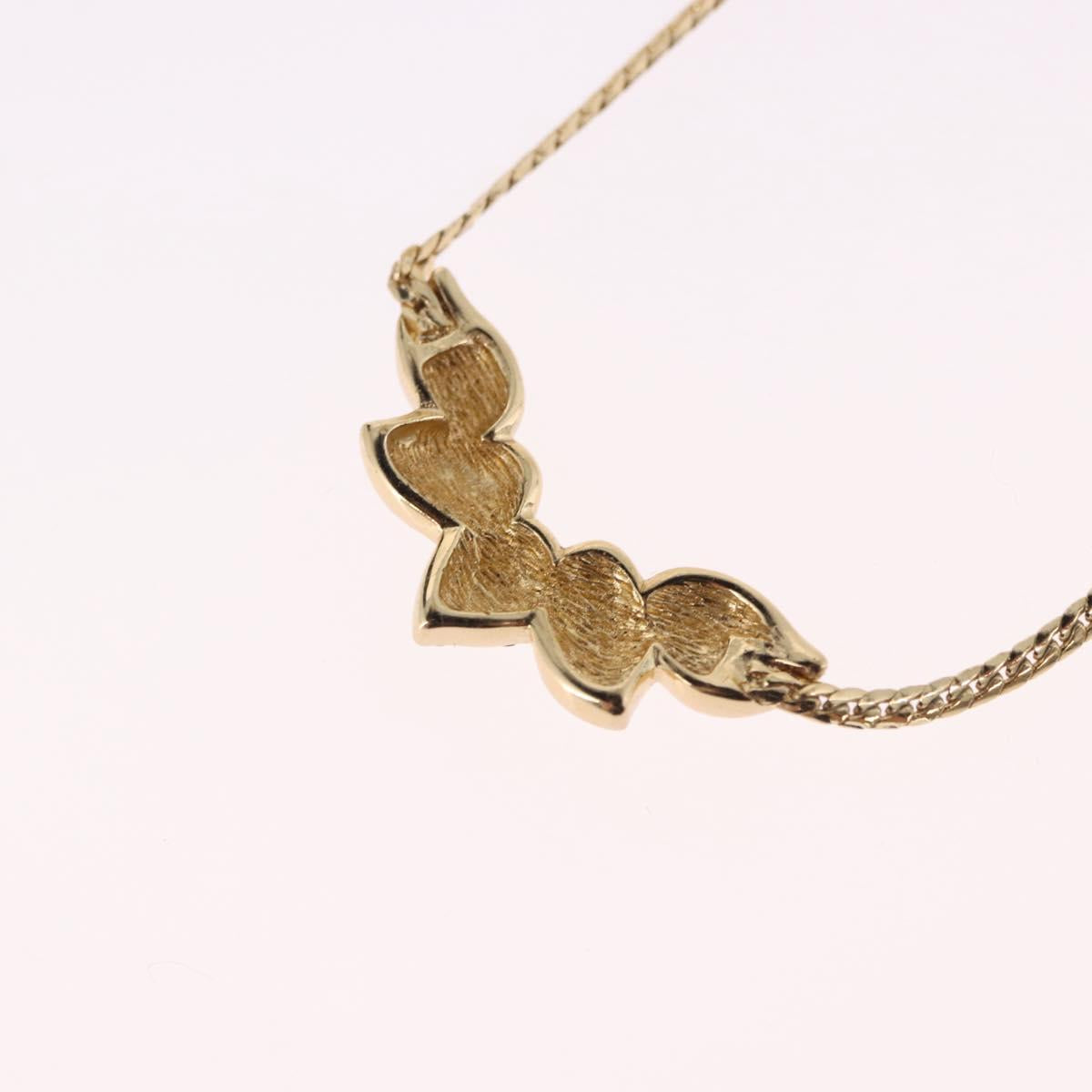 Christian Dior Leaf Motif Necklace Metal Gold Tone Auth SW2483