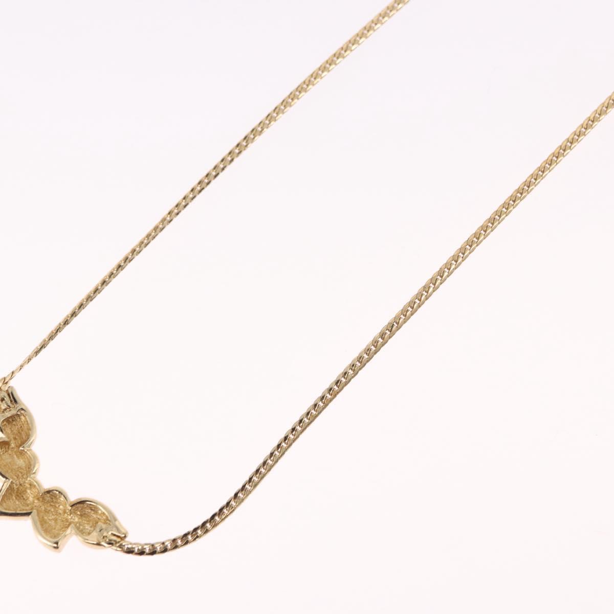 Christian Dior Leaf Motif Necklace Metal Gold Tone Auth SW2483
