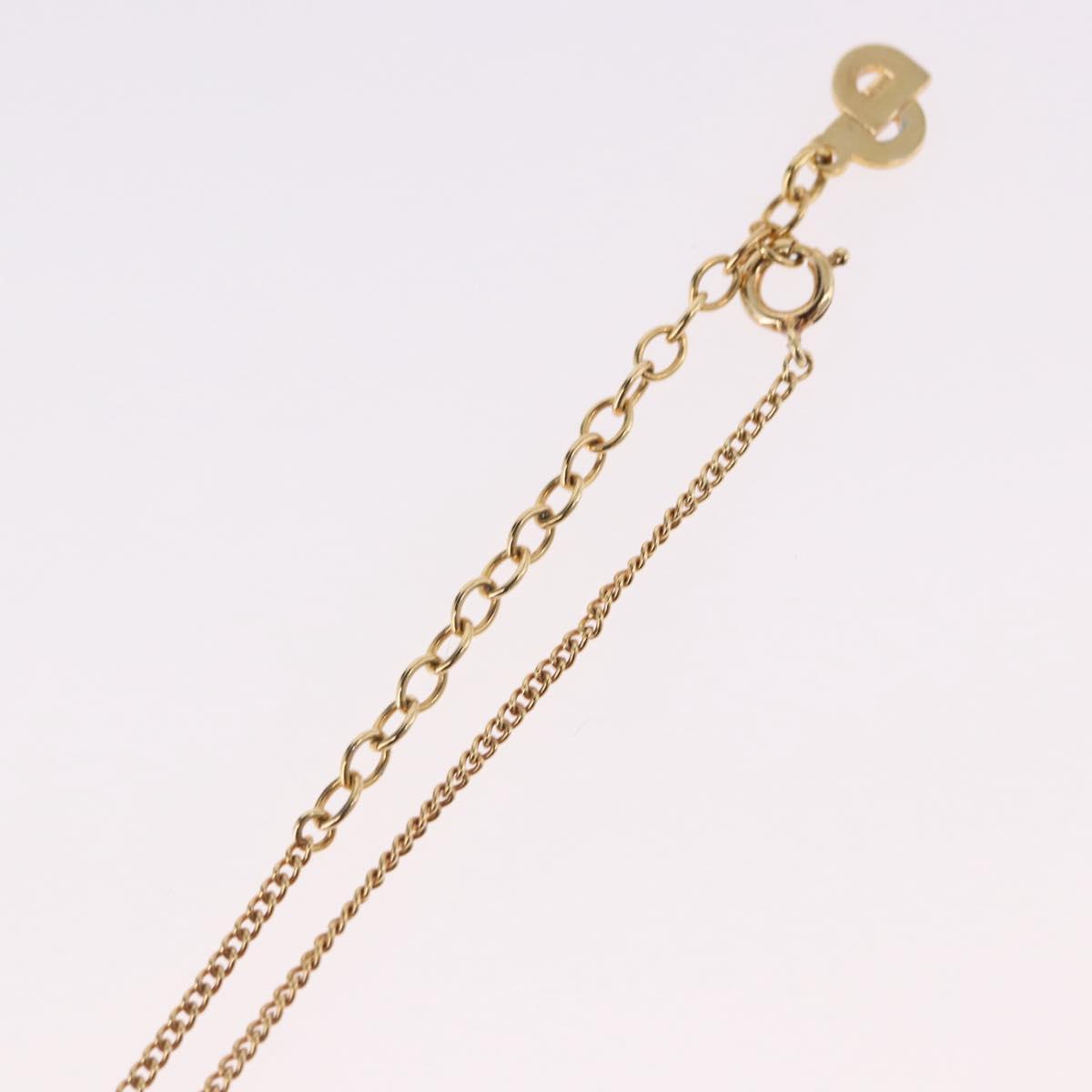 Christian Dior Pearl tTop Necklace Metal Gold Tone Auth SW2495
