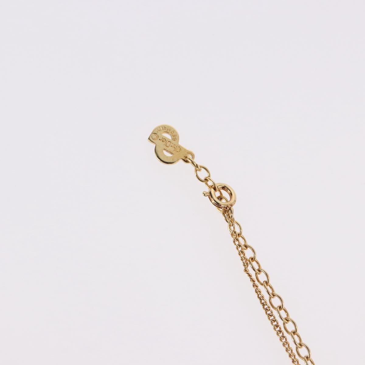 Christian Dior Pearl tTop Necklace Metal Gold Tone Auth SW2495