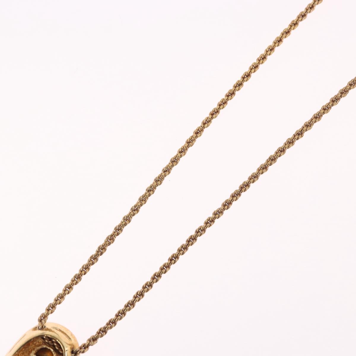 Christian Dior Colored Stone Necklace Metal Gold Tone Auth SW2503A
