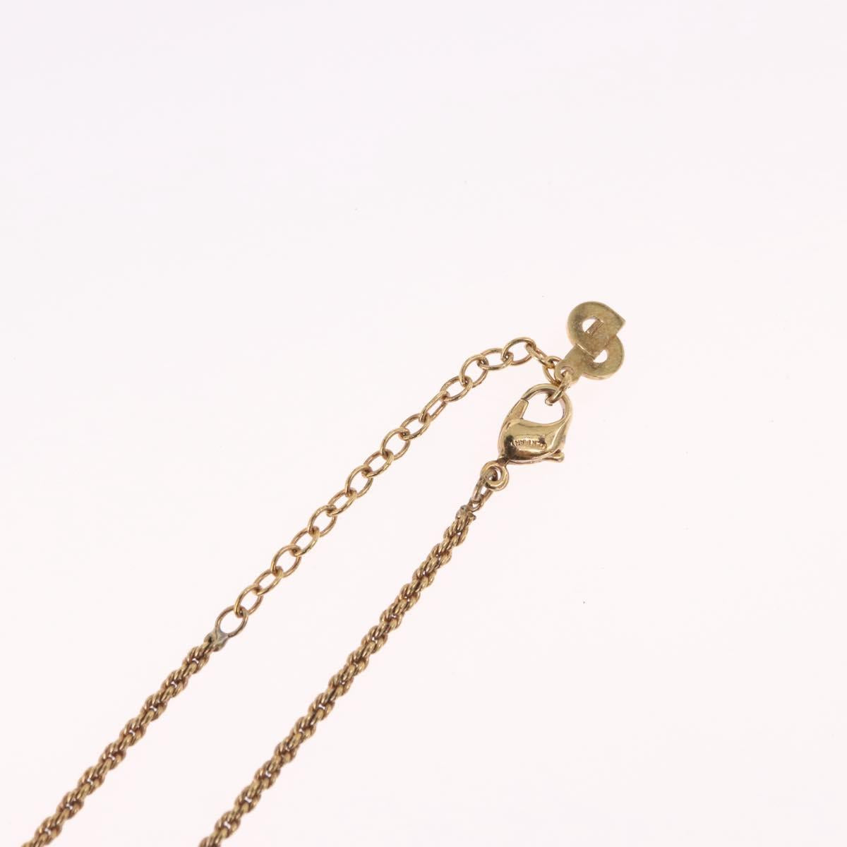 Christian Dior Colored Stone Necklace Metal Gold Tone Auth SW2503A