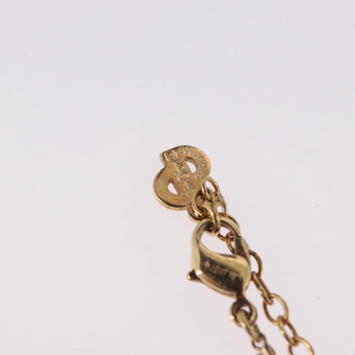 Christian Dior Colored Stone Necklace Metal Gold Tone Auth SW2503A