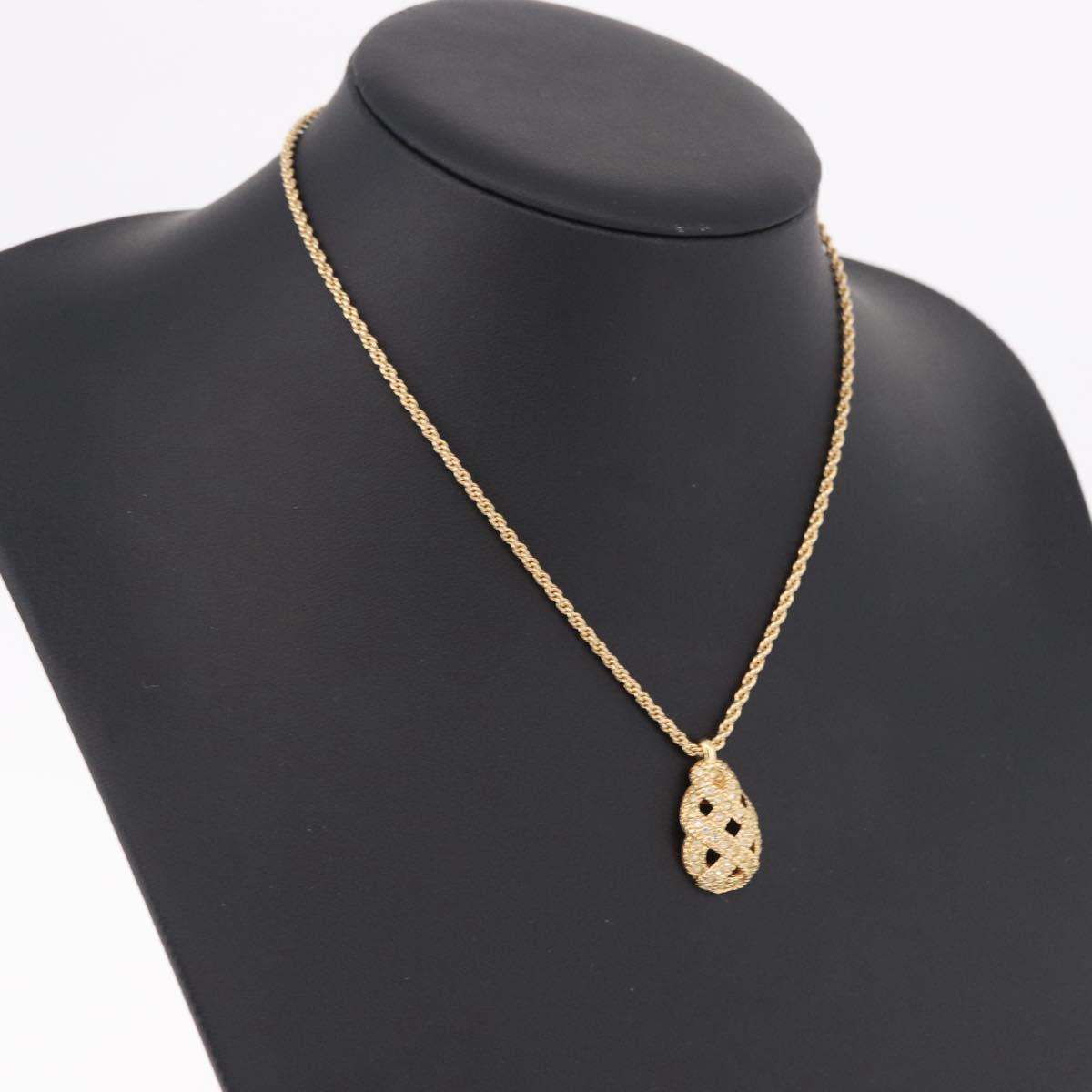 Christian Dior Mesh Top Necklace Metal Gold Tone Auth SW2516