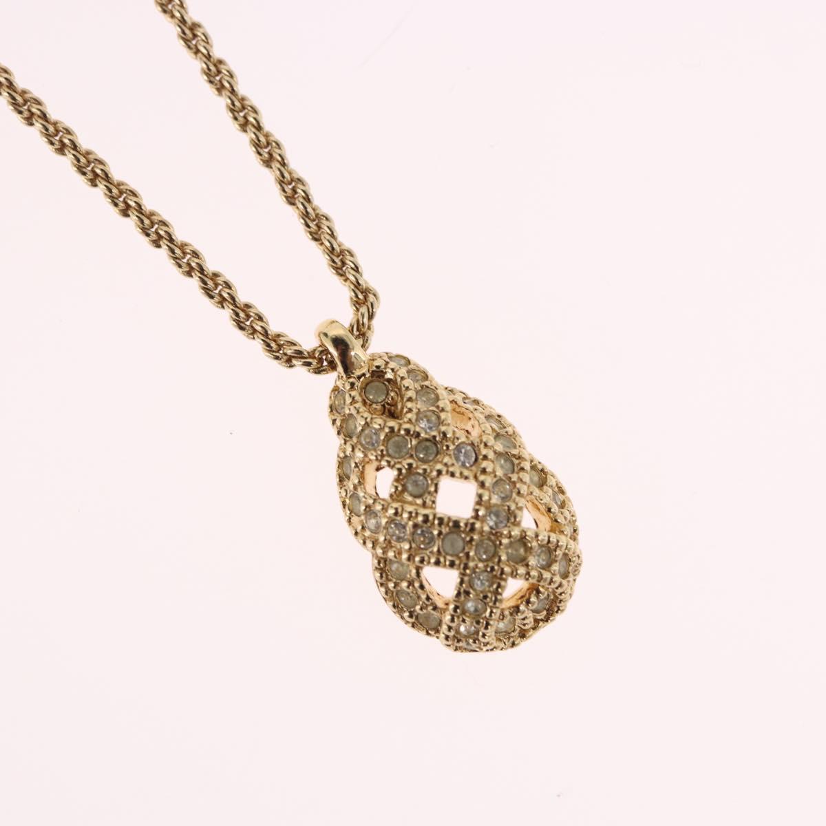 Christian Dior Mesh Top Necklace Metal Gold Tone Auth SW2516