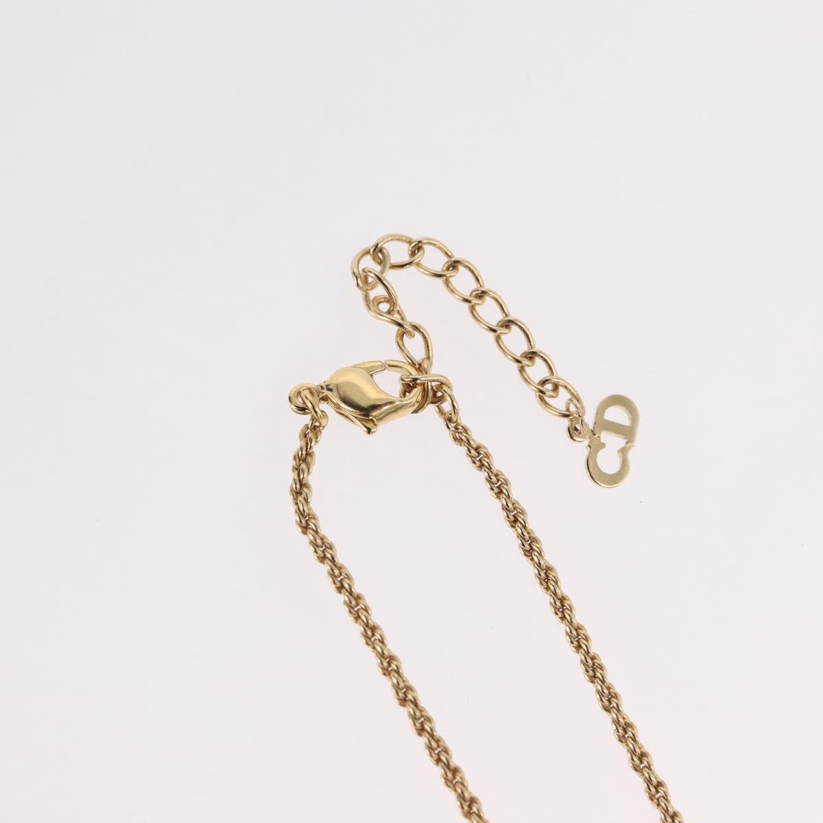 Christian Dior Mesh Top Necklace Metal Gold Tone Auth SW2516