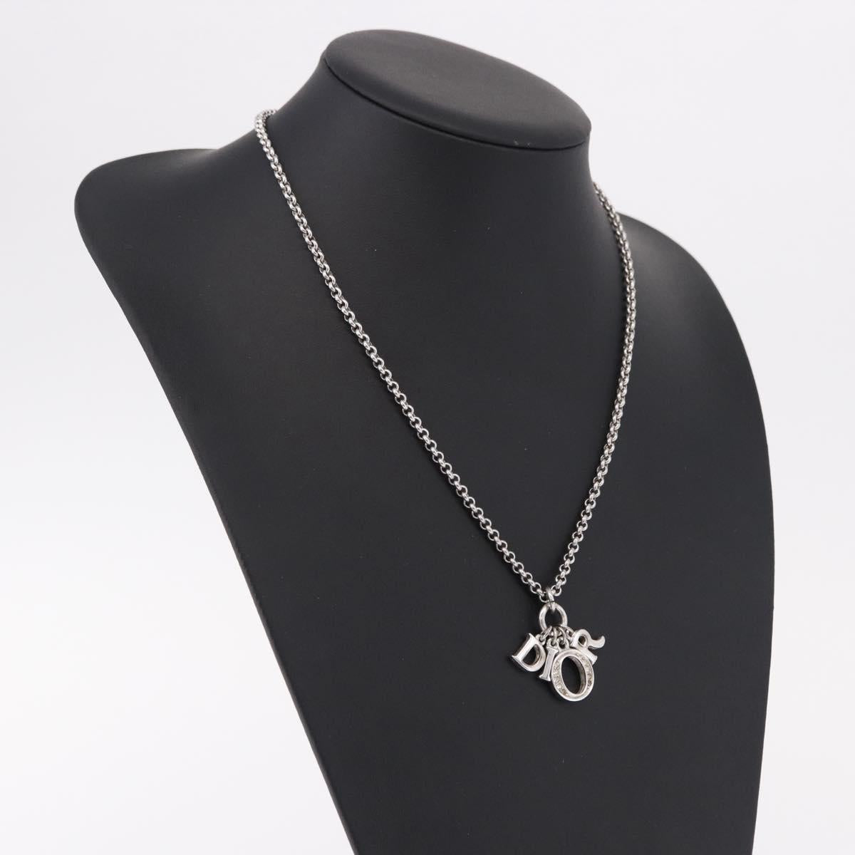 Christian Dior Necklace Metal Silver Auth SW2520