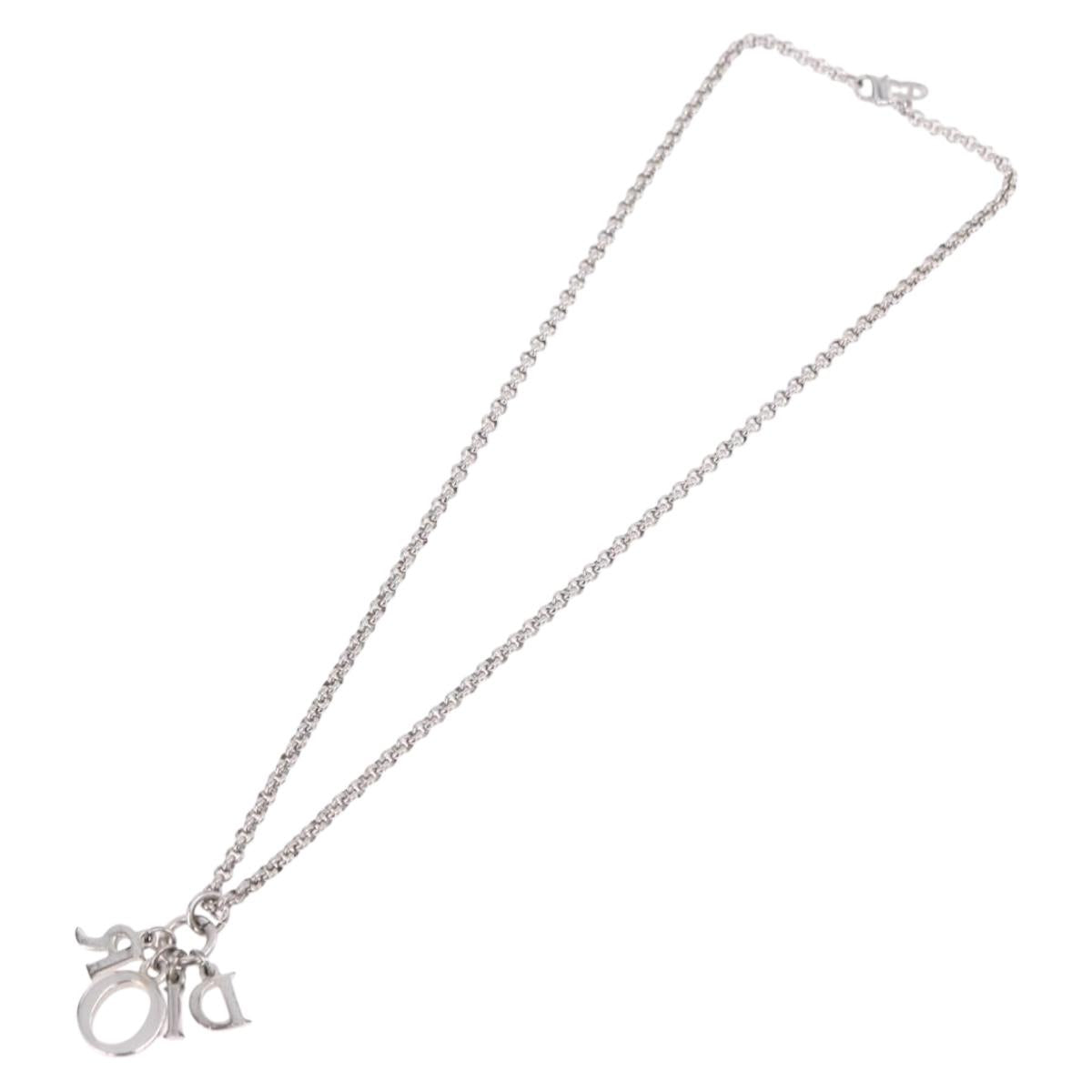 Christian Dior Necklace Metal Silver Auth SW2520