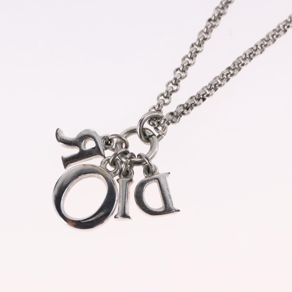 Christian Dior Necklace Metal Silver Auth SW2520
