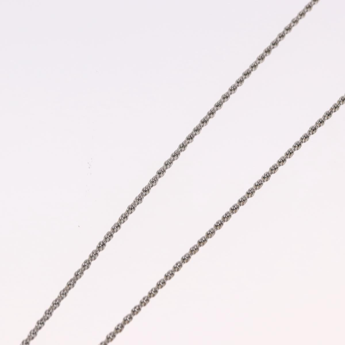 Christian Dior Rope Circle Logo Necklace Metal Silver Auth SW2521