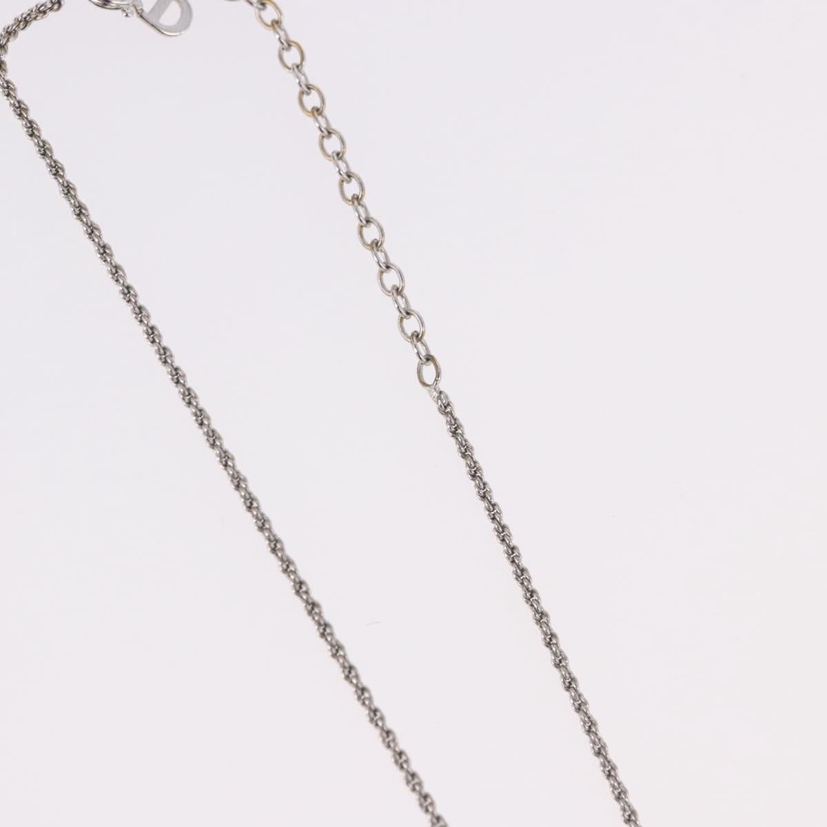 Christian Dior Rope Circle Logo Necklace Metal Silver Auth SW2521