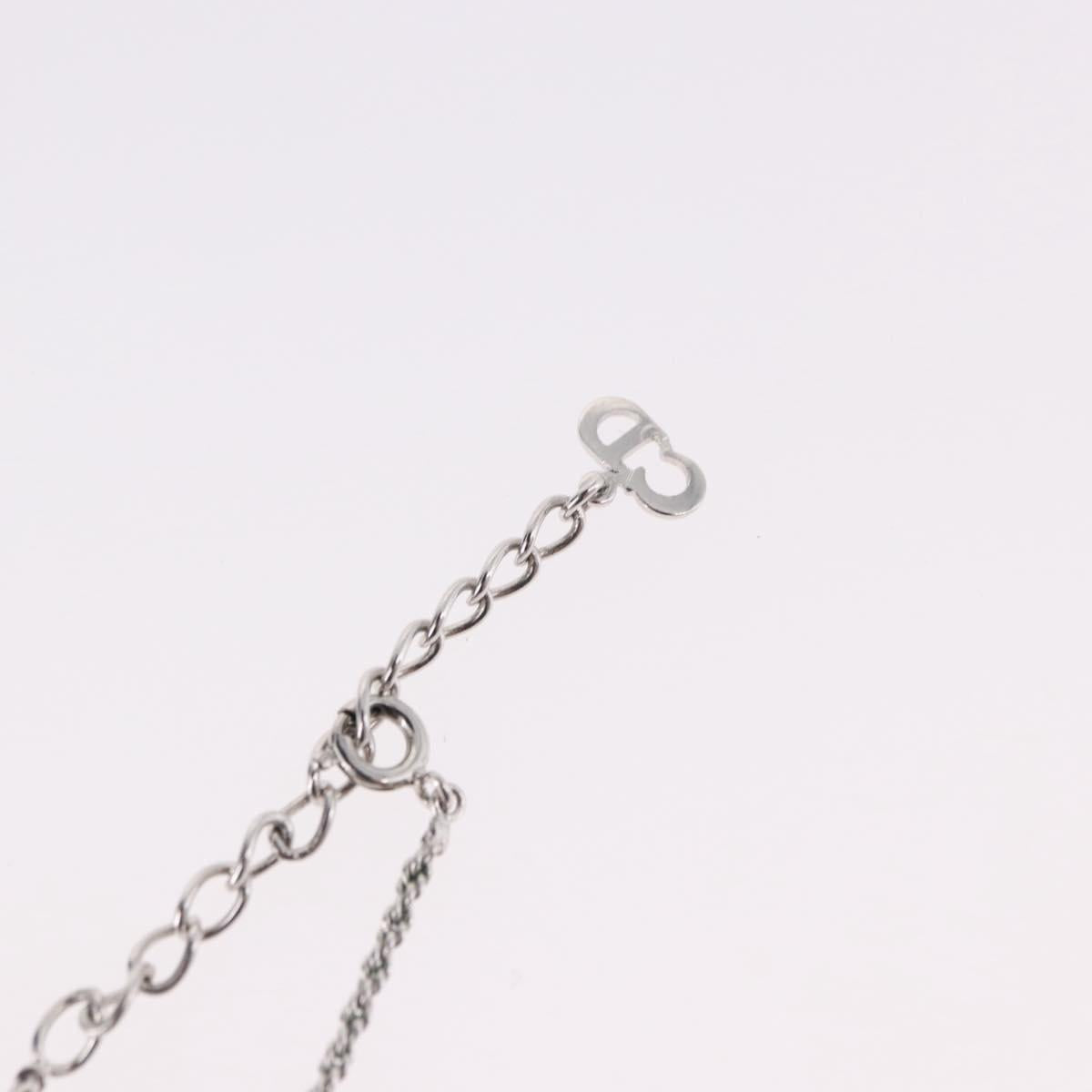 Christian Dior Rope Circle Logo Necklace Metal Silver Auth SW2522