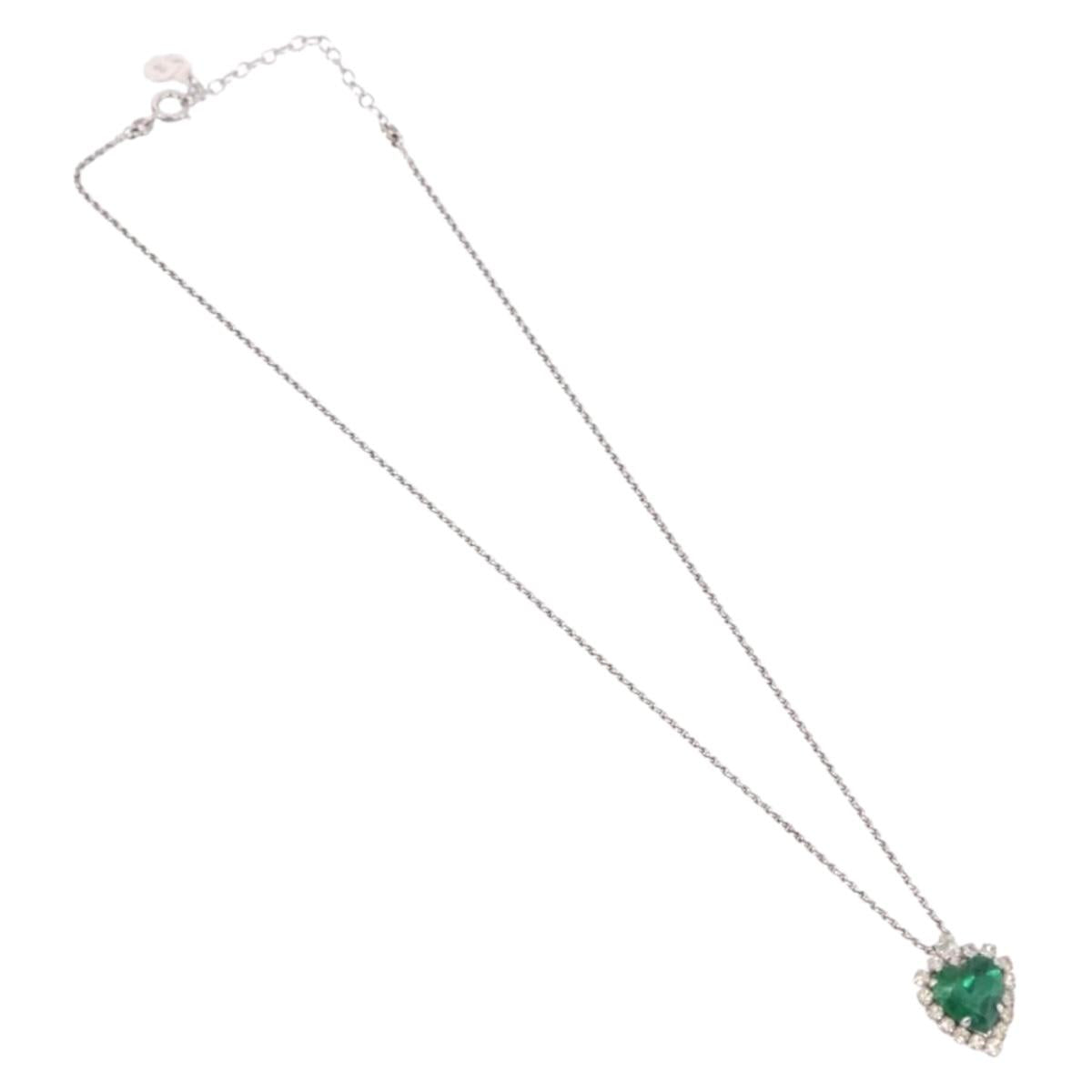 Christian Dior Colored Stone Necklace Metal Silver Auth SW2523