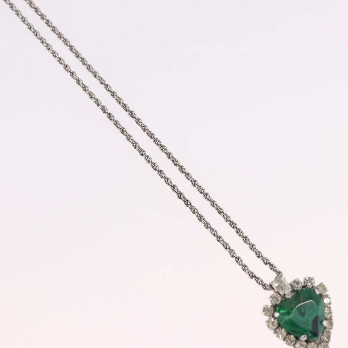 Christian Dior Colored Stone Necklace Metal Silver Auth SW2523