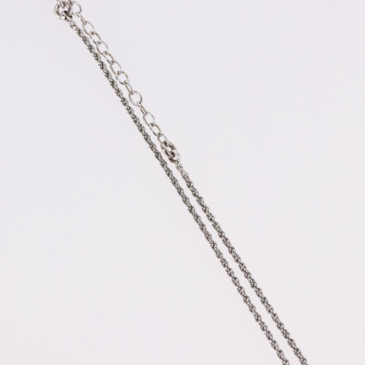 Christian Dior Colored Stone Necklace Metal Silver Auth SW2523