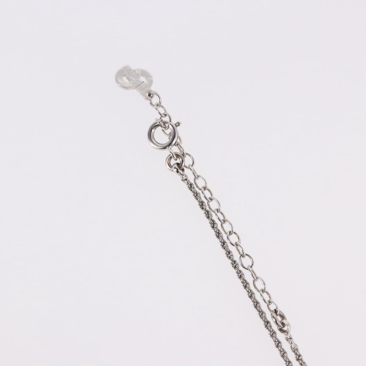 Christian Dior Colored Stone Necklace Metal Silver Auth SW2523