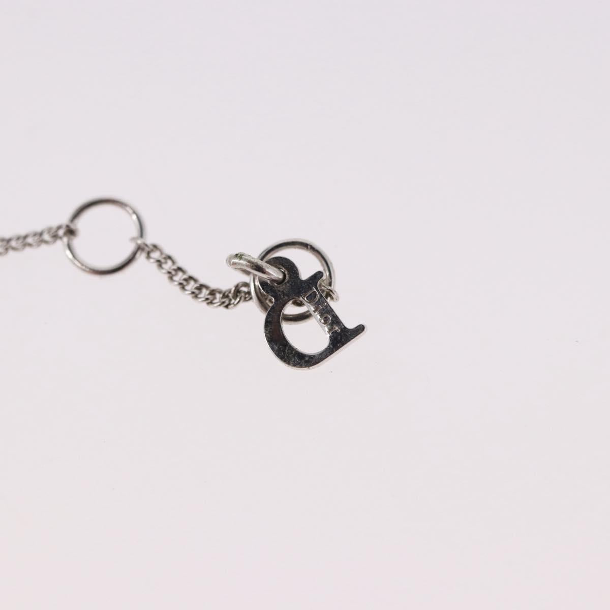 Christian Dior Bear Motif Necklace Metal Silver Auth SW2524