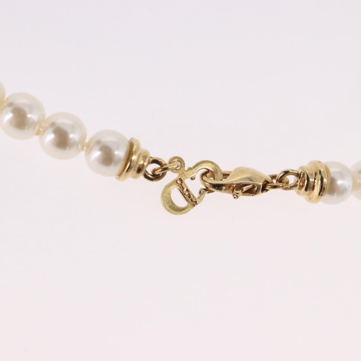 Christian Dior Pearl Necklace Metal White Gold Auth SW2525A