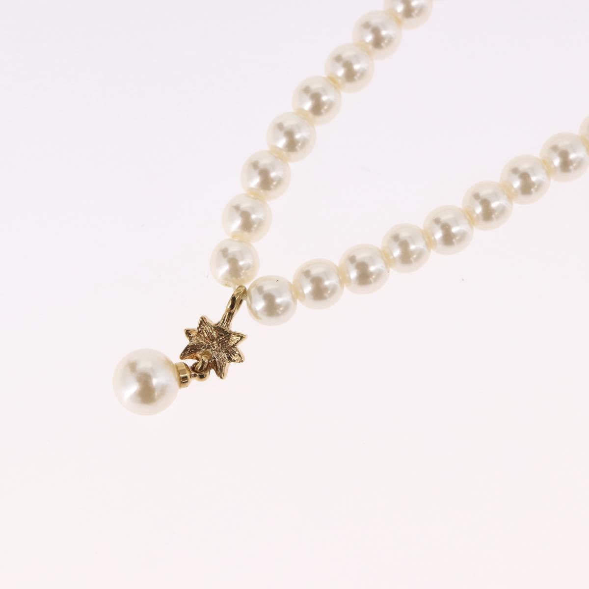 Christian Dior Pearl Necklace Metal White Gold Auth SW2525A